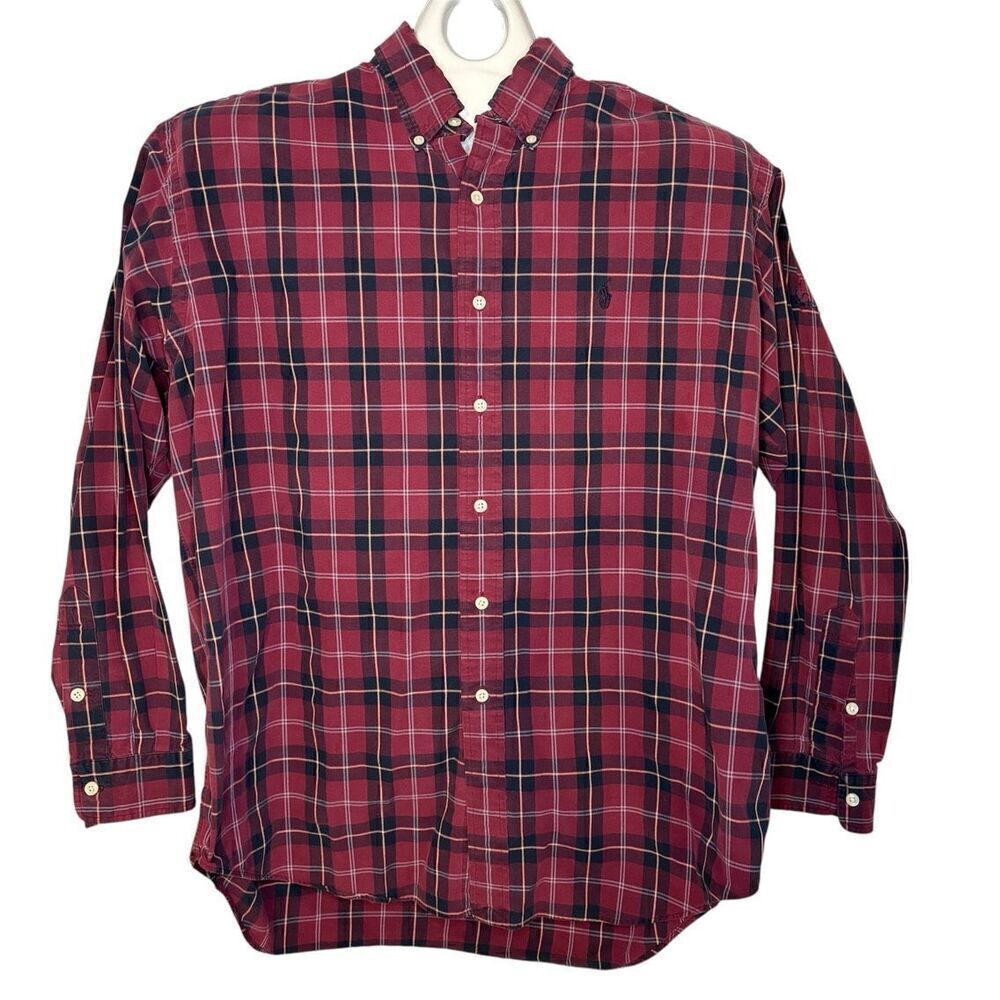 POLO By RALPH LAUREN BLAKE Shirt Long Sleeve Large Plaid DISTRESSED Read
